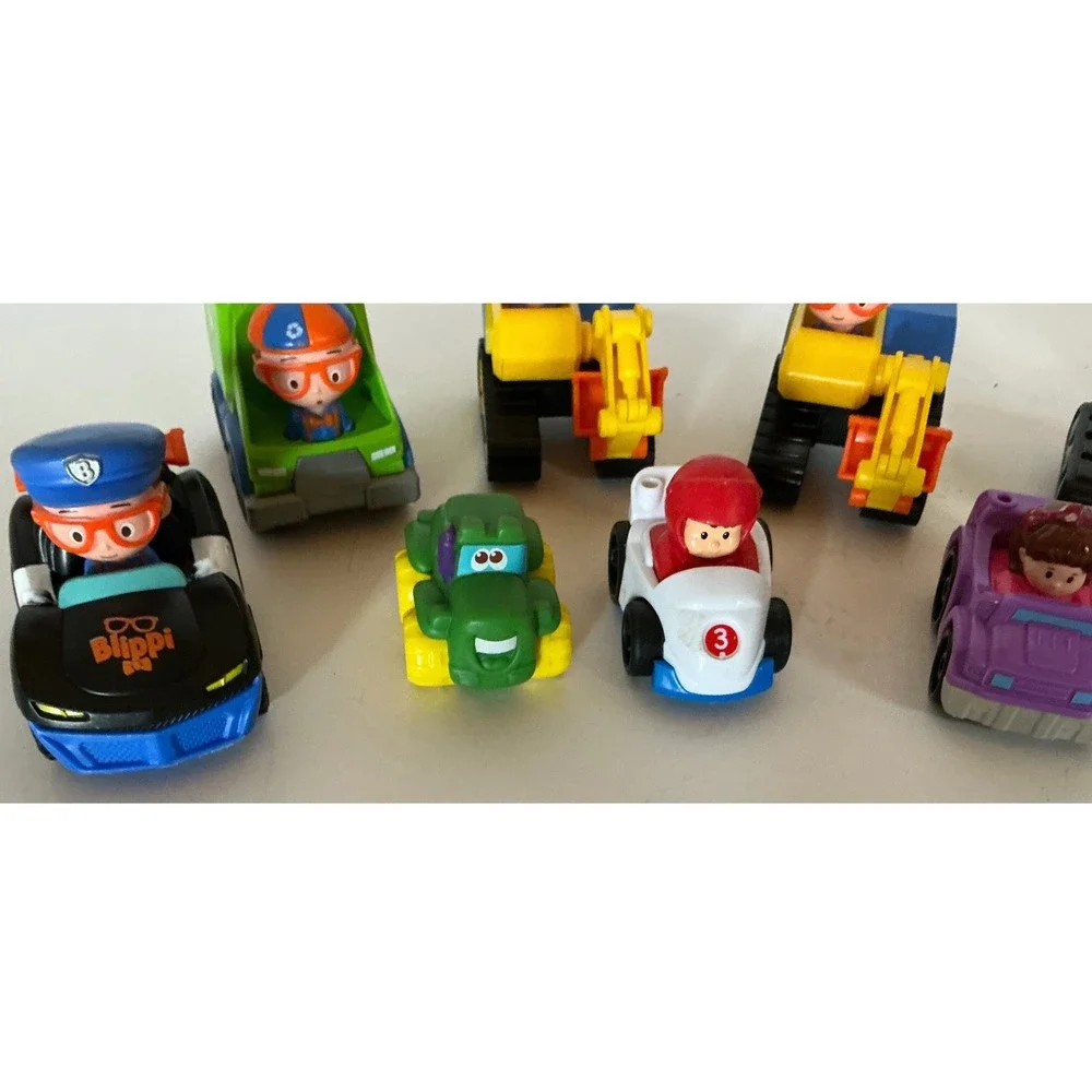Blippi Toy Vehicle Lot Mini Cars Construction Trucks Excavator Police Car Set